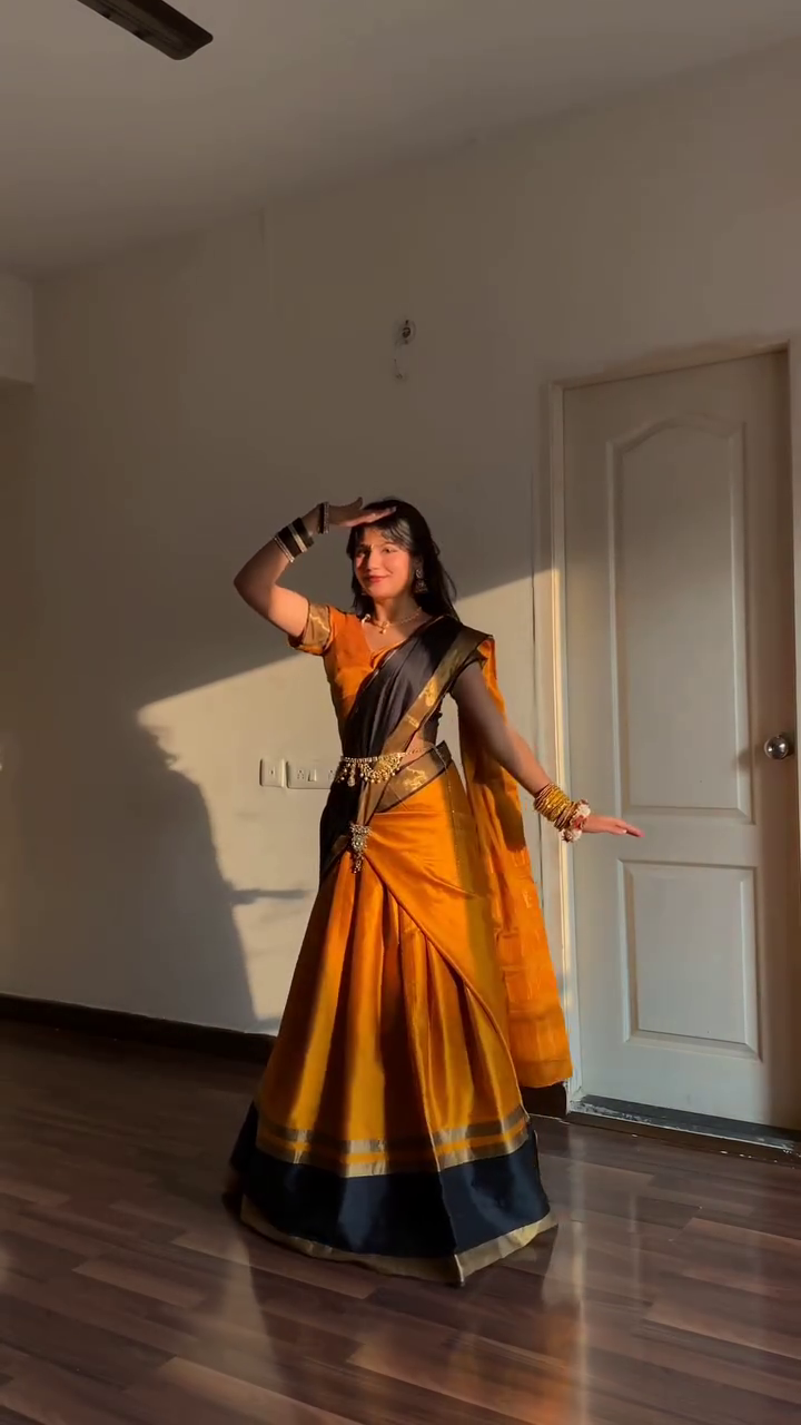 Women’s Mustard & Black Traditional Saree | Elegant Ethnic Silk Saree for Festive Wear